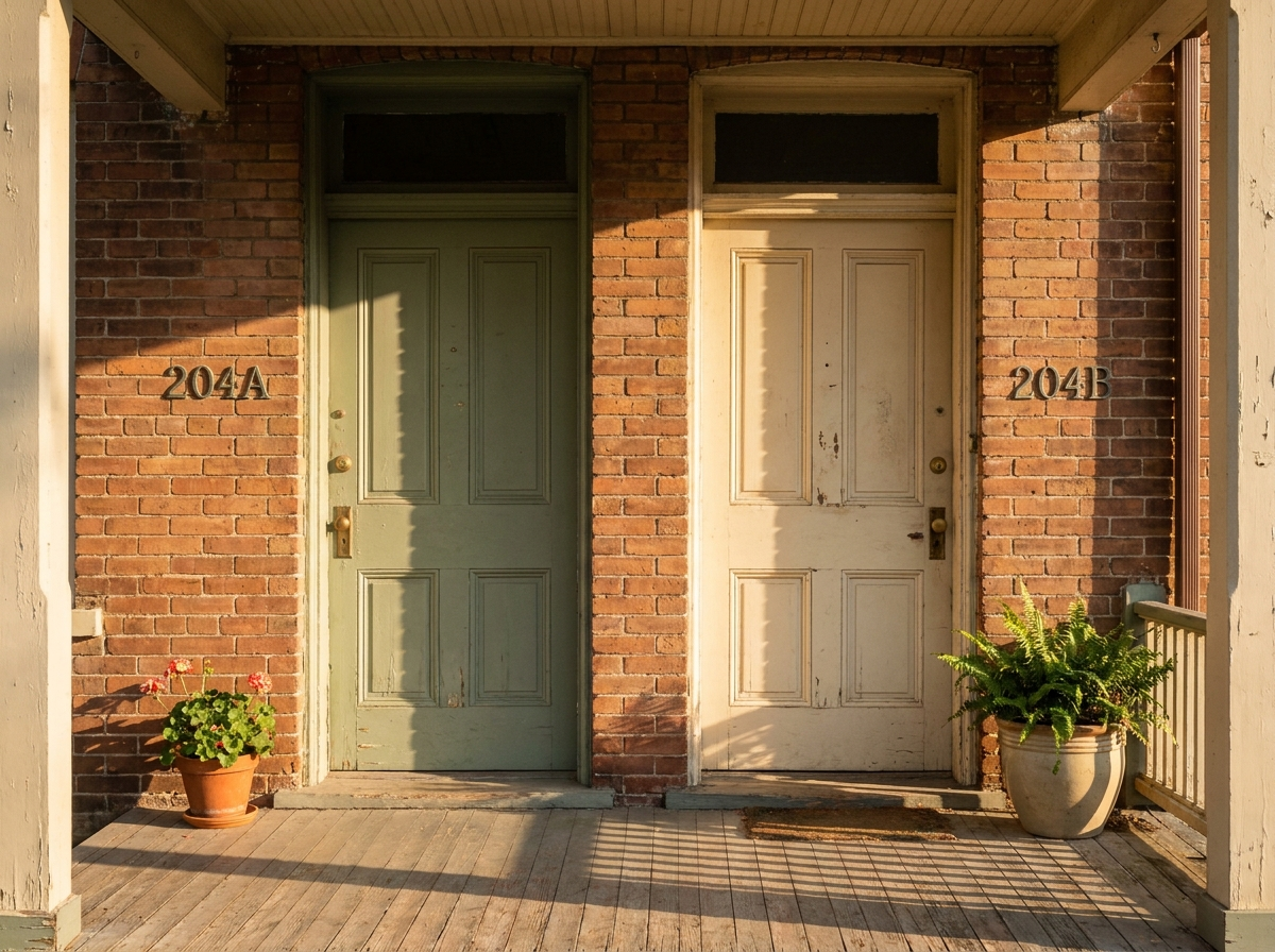 The two front doors of a duplex