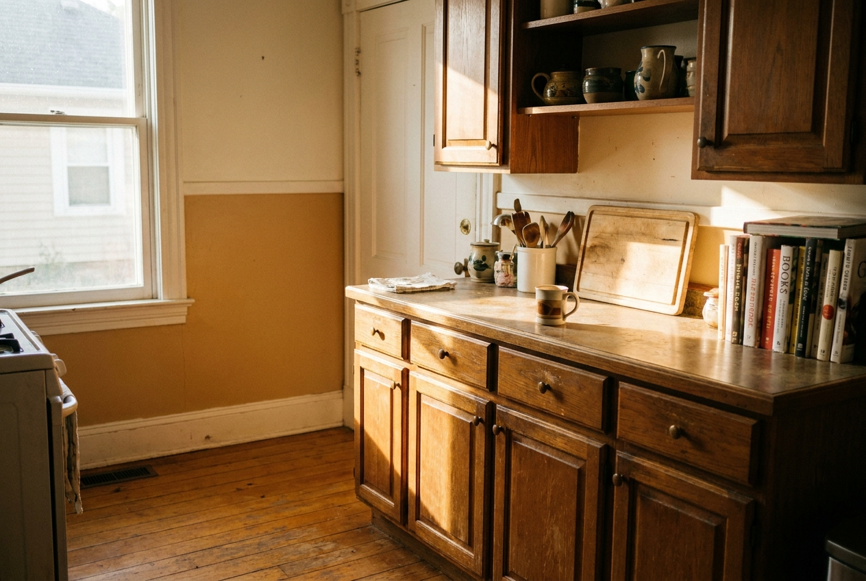 A warm kitchen mid-renovation
